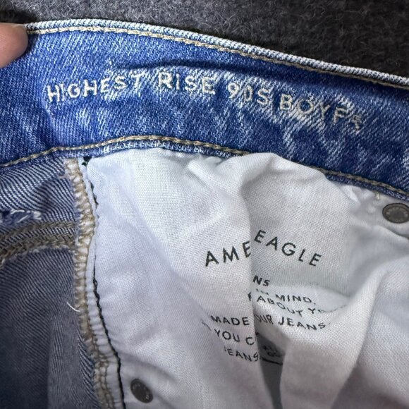 AMERICAN EAGLE Jeans  14 Highest Rise 90s Boyfriend Distressed Destroy Drapey - Picture 9 of 10